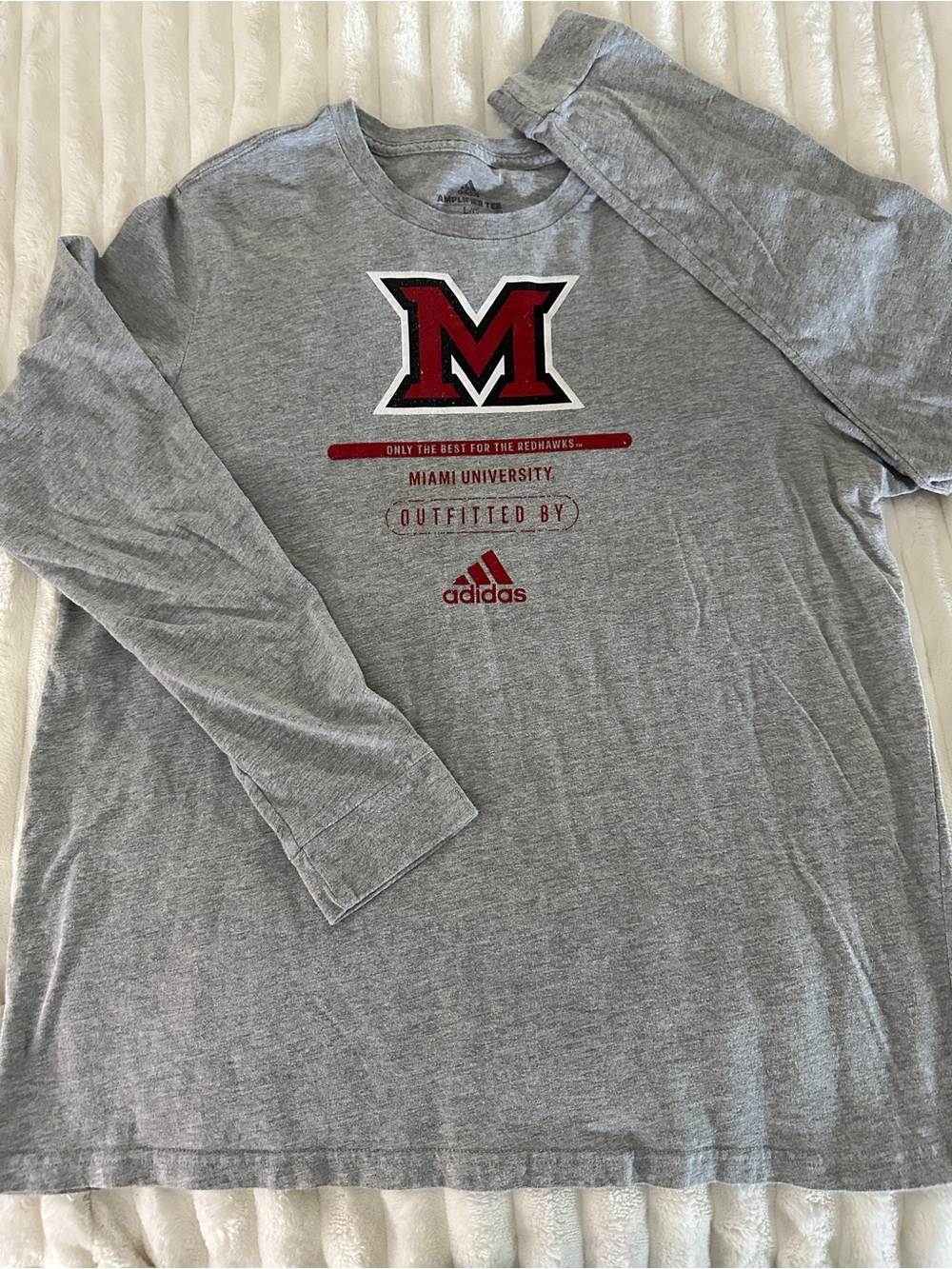 Adidas Miami University Ohio RedHawks long-sleeved tee grey Unisex L